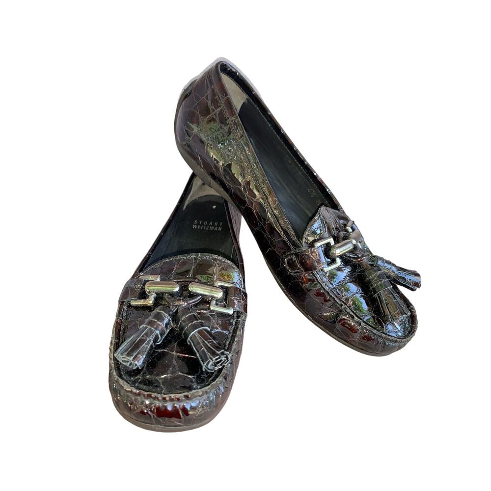 Stuart Weizman Embossed Croc Driving Moccasin Tas… - image 1